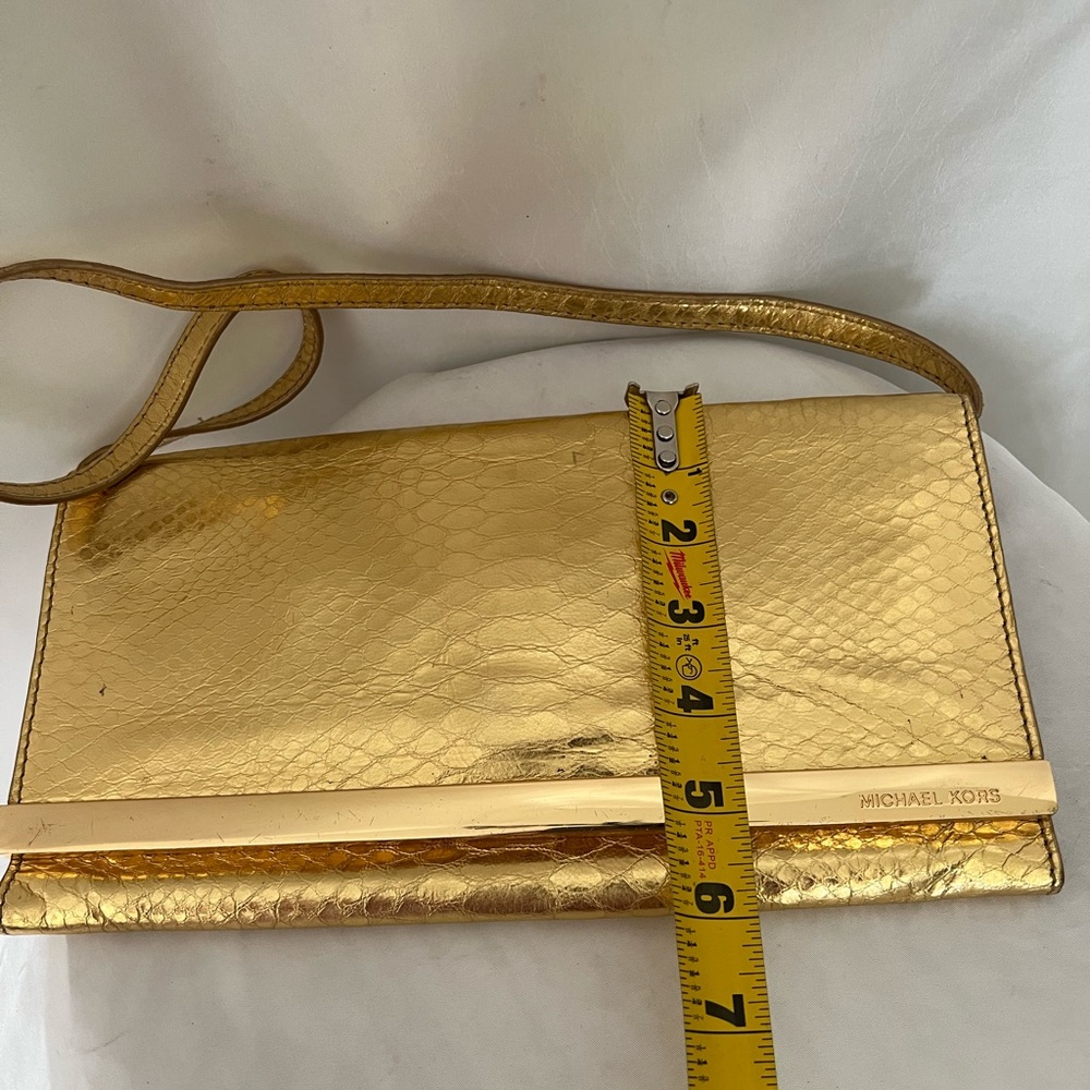 Michael Kors Metallic Gold Python Effect Leather … - image 7